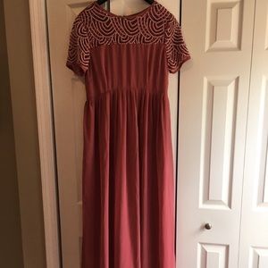 Cap sleeve coral beaded empire maternity dress